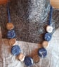 Blue and silver polymer clay statement necklace - Image 1