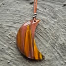 Red Fire Volcano Cherry Quartz Half Moon Pendant