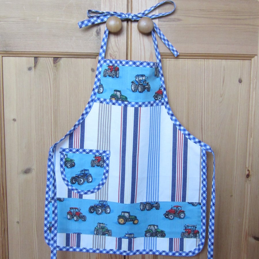 Blue Tractor Child's Apron