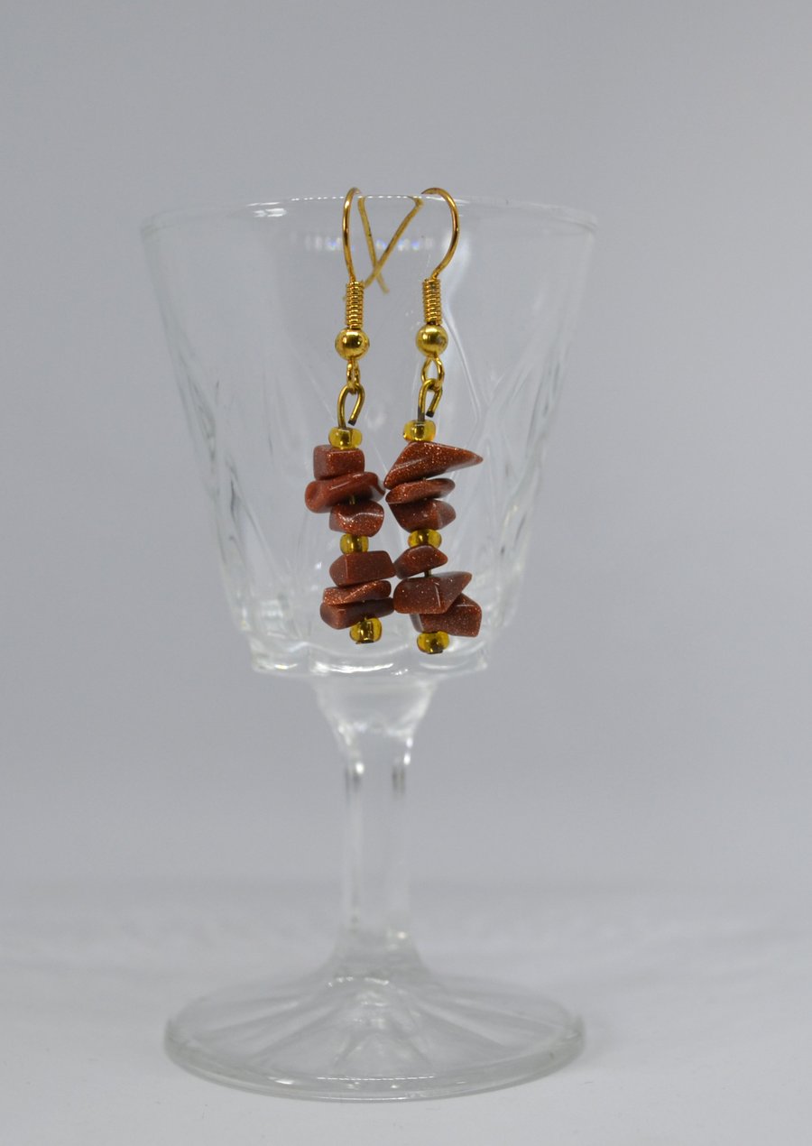 Goldstone Chip Earrings