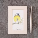 Blue Tit. Bird. Watercolour Painting. Wall Art. 