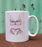 Mug printed with pink bra and knickers image from original painting - Image 1