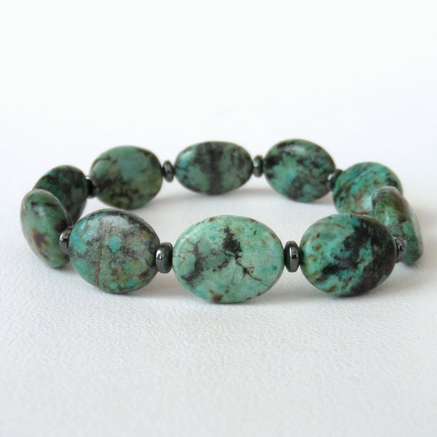 Turquoise gemstone stretchy bracelet