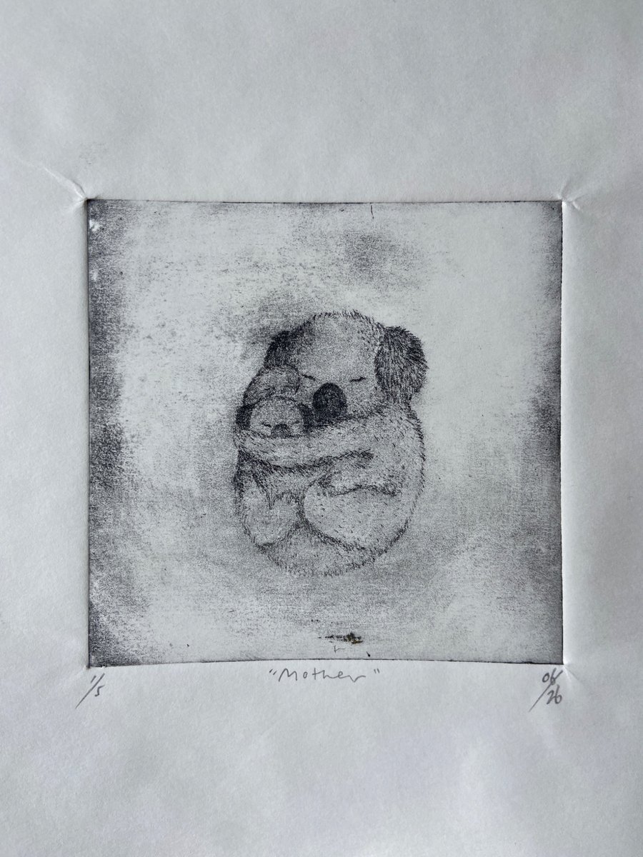 Koala Mother And Baby Etching