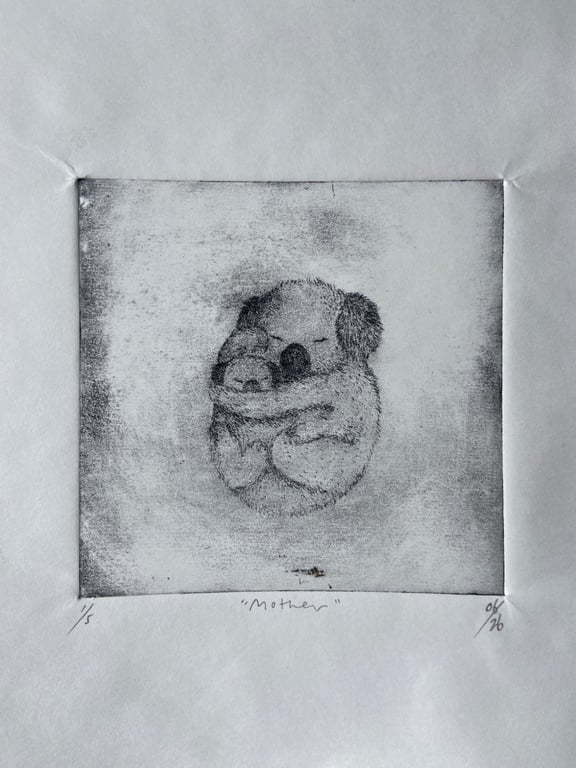 Koala Mother And Baby Etching