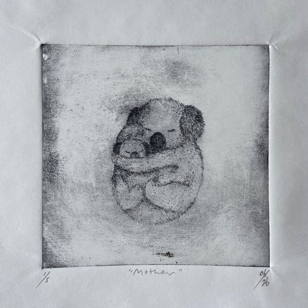 Koala Mother And Baby Etching