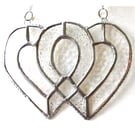Entwined Heart Suncatcher Stained Glass Silver 25th Wedding 051