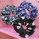 Pack of 3 Hair Scrunchies Ice Cream Blue & White 