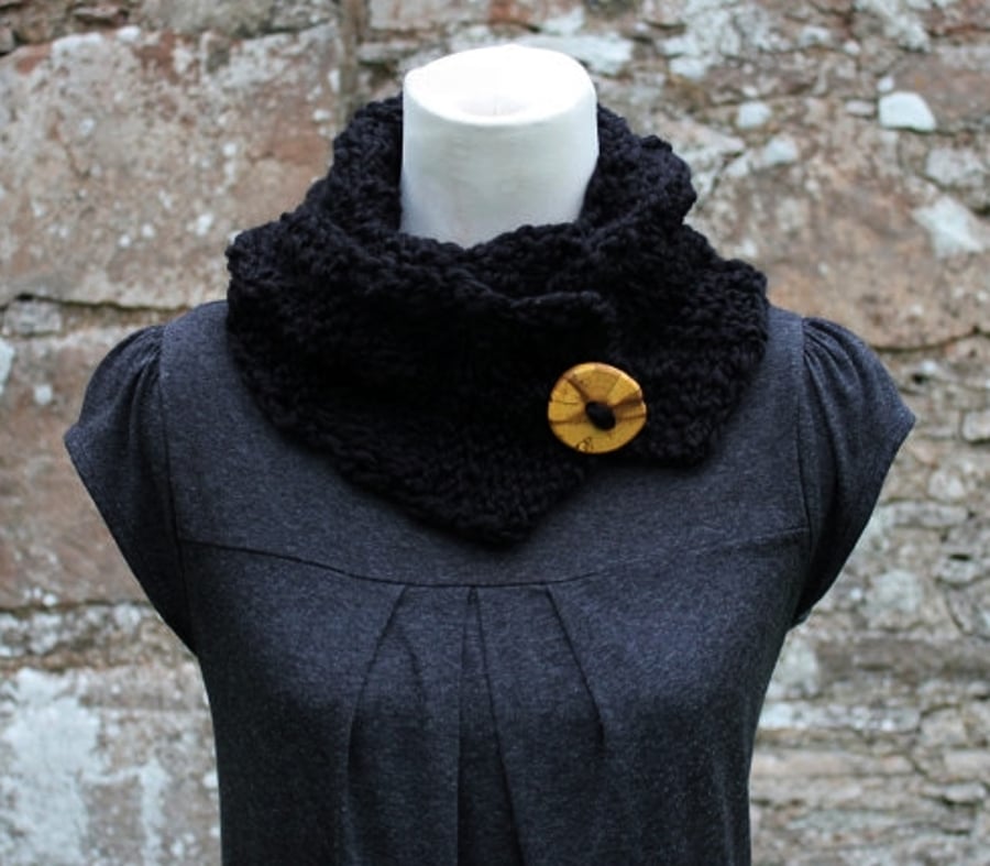 Black knitted button scarf, womens gift guide