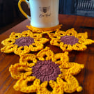 Crochet Sunflower Coasters