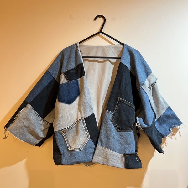 Upcycled Denim Kimono Jacket One Size 8-10