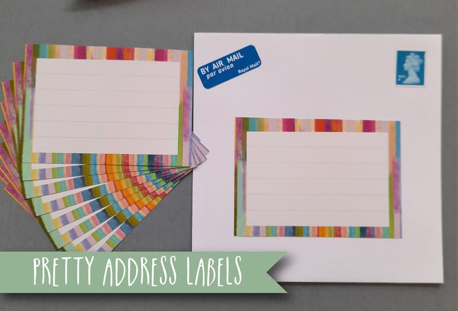 Pretty address labels, colourful striped pattern