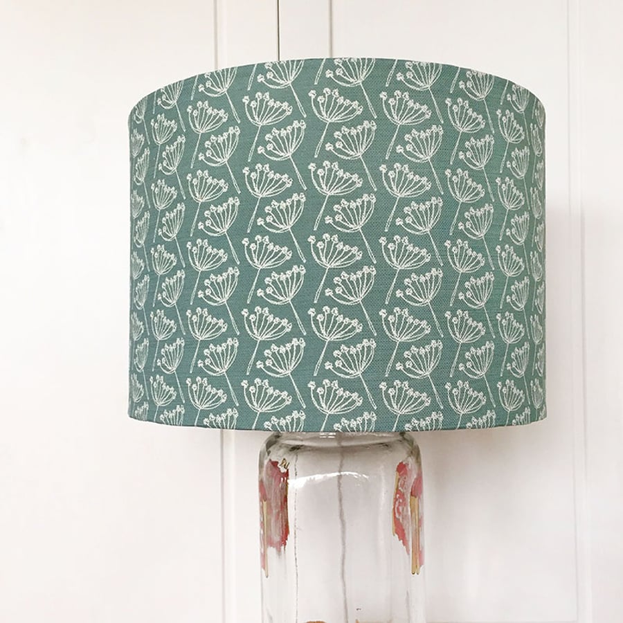 30cm ceiling pendant linen lampshade - cow parsley, seagreen