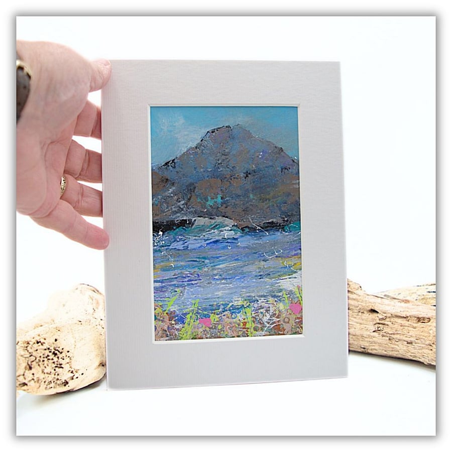 A small original painting - landscape - mountain - Scotland - mounted