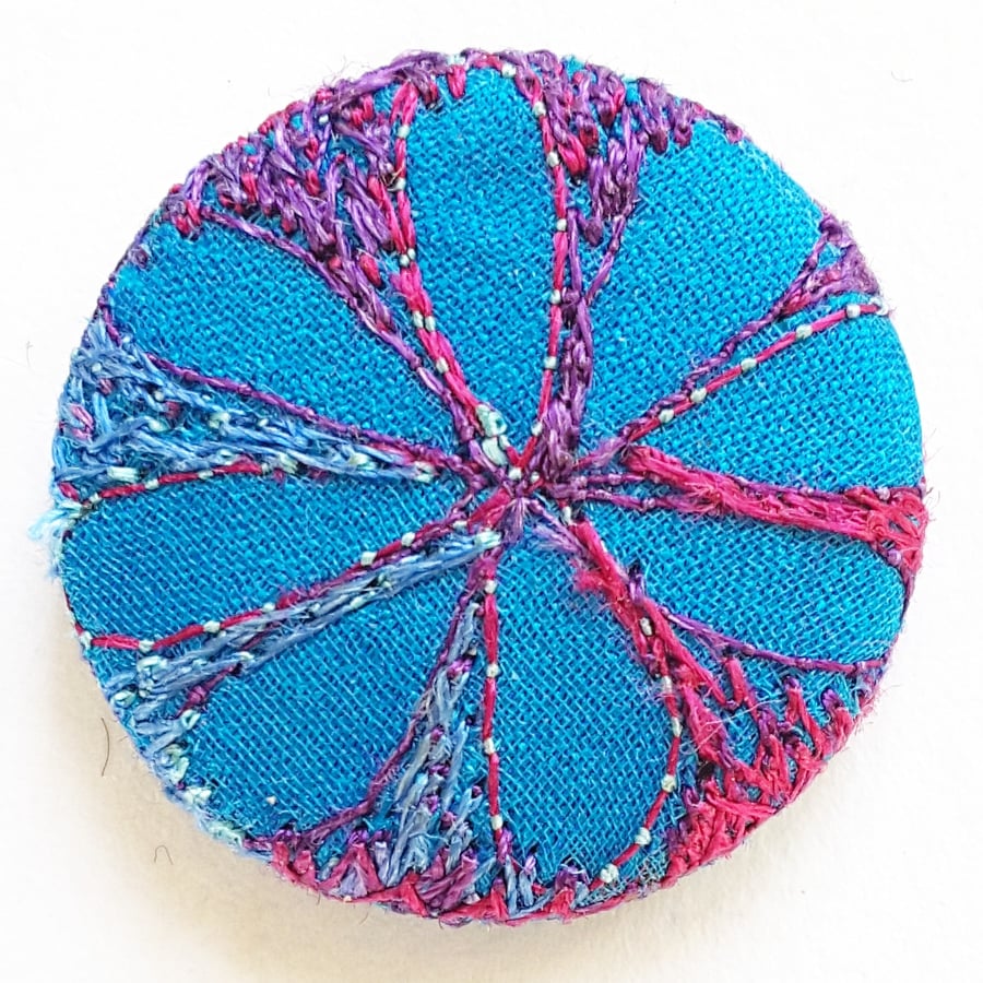 Buttons 1 inch button Hand Dyed Silks and Cottons Free Machine Embroidery Button