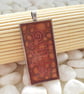 Hand Painted Red Brown Resin Pendant - Long Wire Swirl Necklace