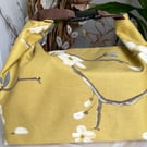 Handmade floral lunch bag mustard cotton roll top eco reusable bag