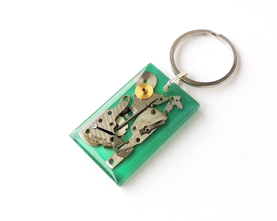 Watch Parts in Resin Keyring, Steampunk 147