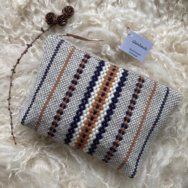 Wool Pouch - Caramel. Handwoven in Wales