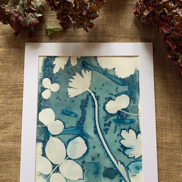 Bleached Wet Cyanotype Print