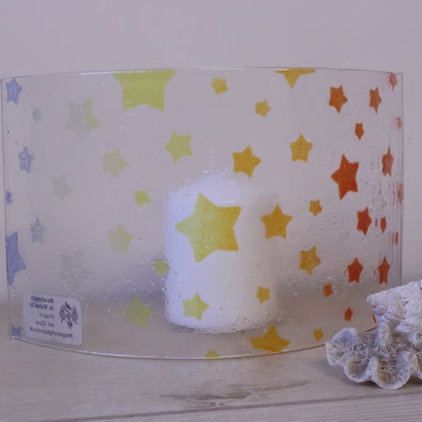 Multicoloured Fused Glass Star candle screen, Summer Seconds