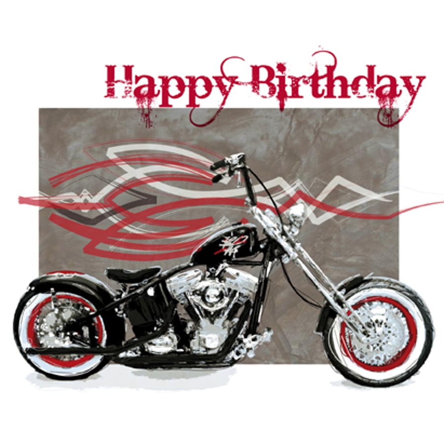 Custom Motorcycle Birthday Card
