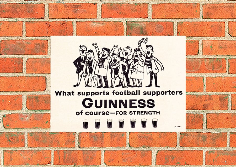 Guinness metal sign. Guinness Football Supporters Mancave, pub, bar