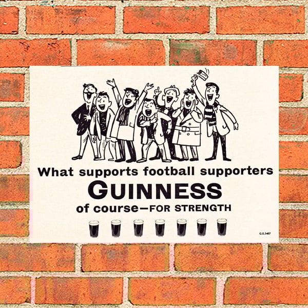Guinness metal sign. Guinness Football Supporters Mancave, pub, bar