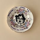 "Dreams can come true" vintage plate up cycled to wall art.