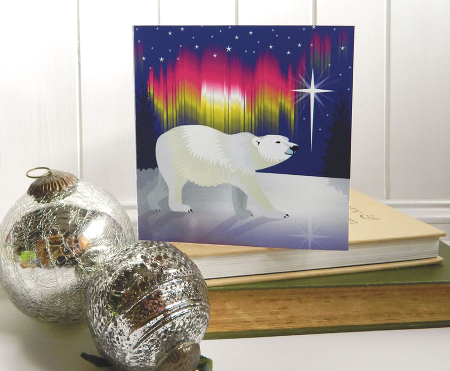Arctic Woodland Polar Bear Christmas Card