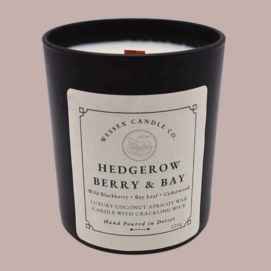 Blackberry & Bay Candle - Hedgerow Berry & Bay - Wooden Wick