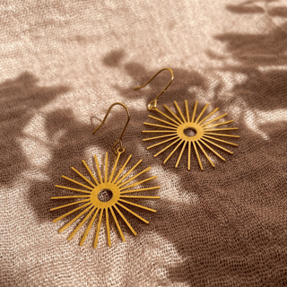 Celestial sun brass earrings, summer jewellery, sun earrings
