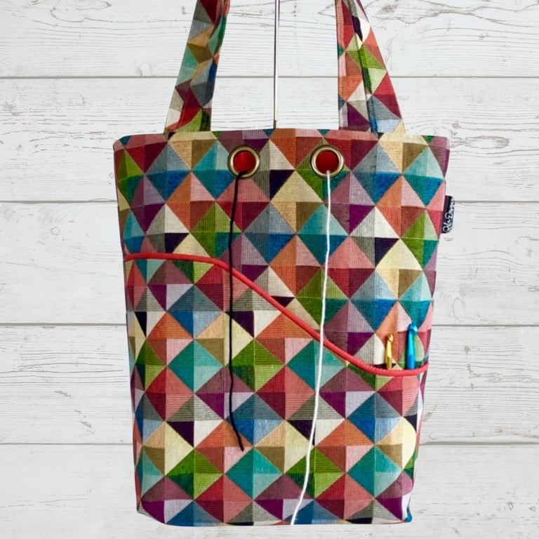 Knitting project bag red