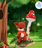 Crochet fox and toadstool sculpture. Fox ornament. Fox decoration. - Image 5