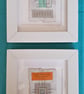 Colourful Combinations Orange Teal Grey Handstitched Geometric Art Pictures - Image 6