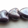 SALE 3 purple ceramic hearts