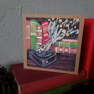 Inkwell and Books -  6inch card 