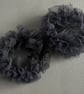 Handmade Black Tulle Hoop Earrings - Soft Ruffle Statement Jewellery 