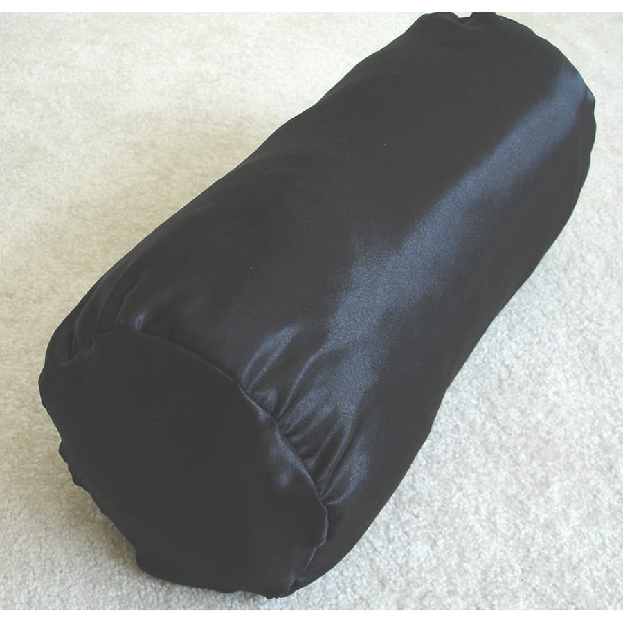 Satin Bolster Cushion Cover 16"x6" Round Cylinder Neck Roll Pillow Case Black