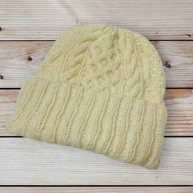 Traditional Handknit Aran Hat, Irish Galway Wool Aran Knitted Hat, Unisex