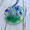 Wildflower suncatcher fused glass, gift for her, housewarming gift, floral