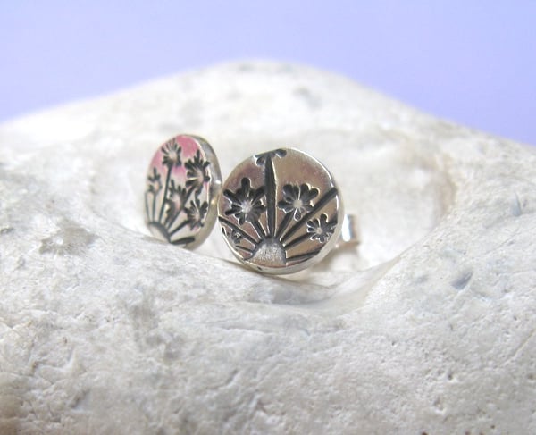 Fine silver starburst stud earrings