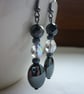 HEMATITE AND AB CRYSTAL DROP EARRINGS.  747 - Image 1