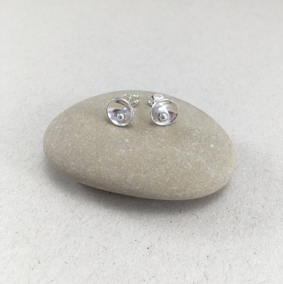 Mini Sterling Silver Dome Stud Earrings