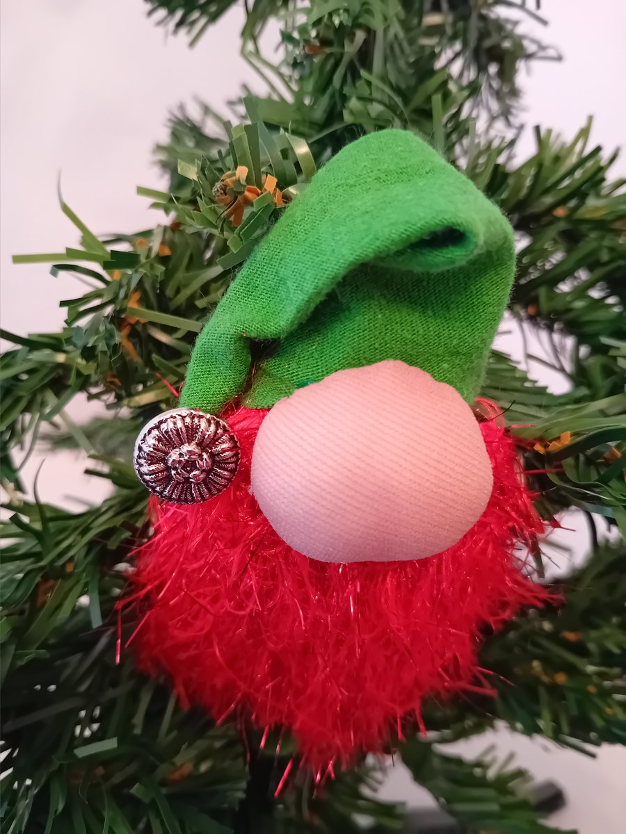 Gnome Christmas Tree Ornament - Green Hat and Red Beard