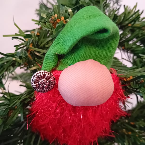 Gnome Christmas Tree Ornament - Green Hat and Red Beard