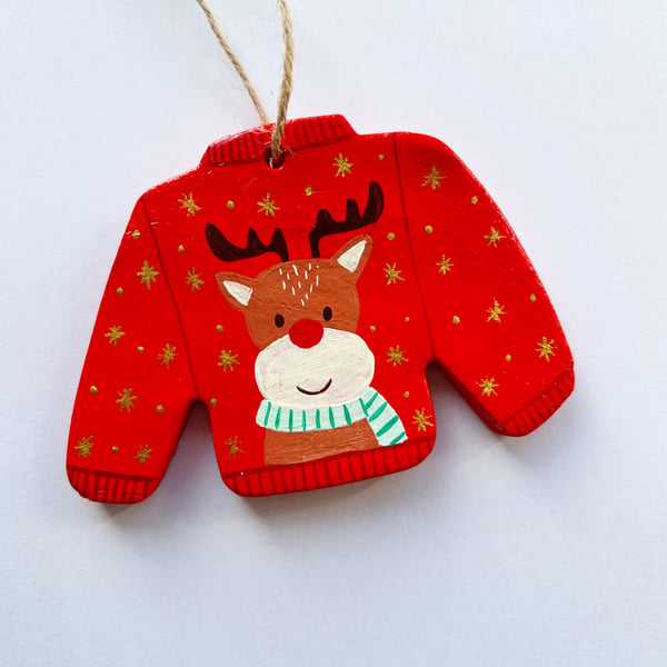 Reindeer Christmas Jumper Ornament