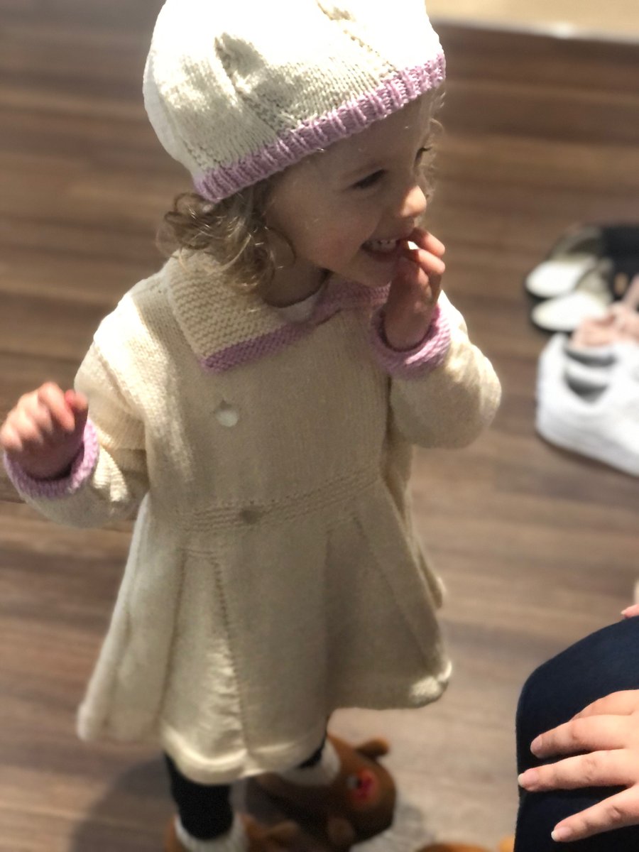 Hand knitted merino coat in white,girls occasion coat and hat,luxury girls coat
