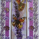 Butterfly on Lavender Flower - Hand Crafted Decoupage Greeting Card - Blank 3795