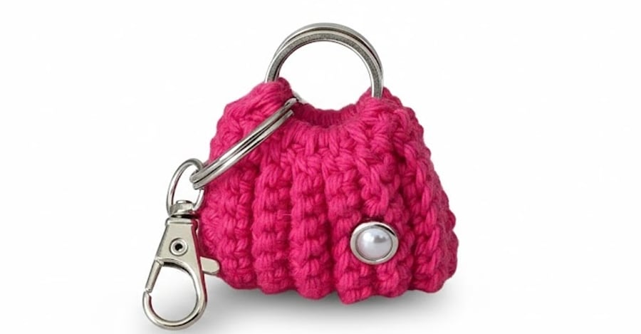 Keyring small crochet bag, very elegant accessory
